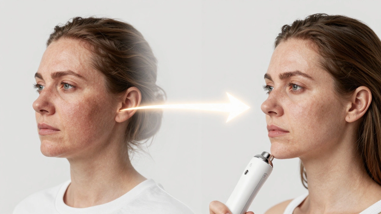 A side-by-side visual of skin improvement from non-surgical treatments over time.