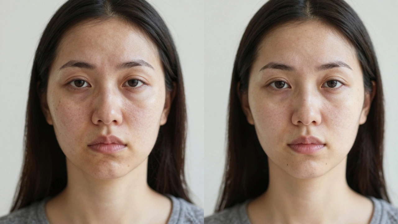 Side-by-side portrait of the same person before and after a natural facelift, showing subtle, authentic improvement.
