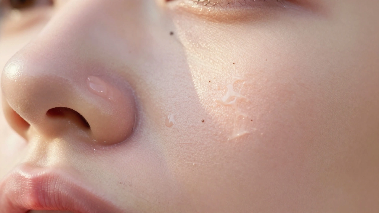 Close-up comparison of plump hydrated skin versus dry dehydrated skin texture