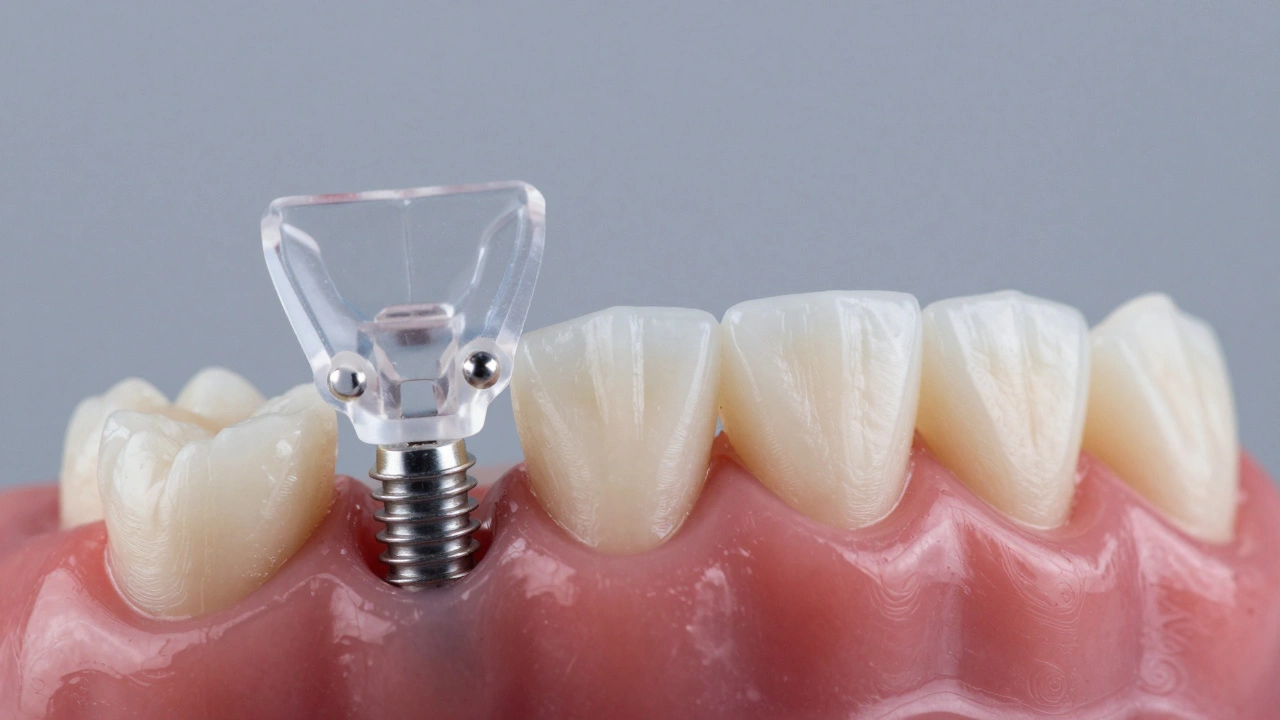 Temporary acrylic bridge attached to titanium implants