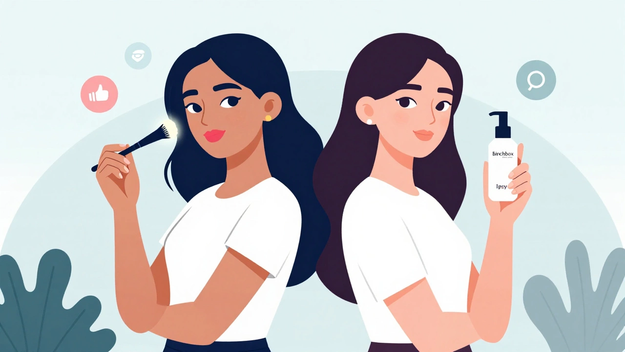 Illustration comparing makeup-focused and skincare-focused beauty users