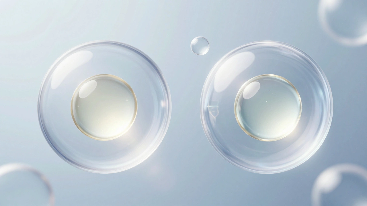 Microscopic view of retinol molecules and encapsulation tech