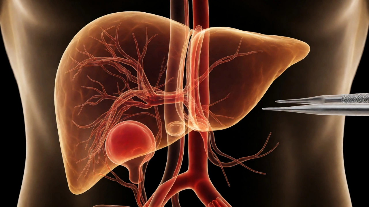 Translucent artistic rendering of the liver and bile ducts highlighting anatomical complexity.