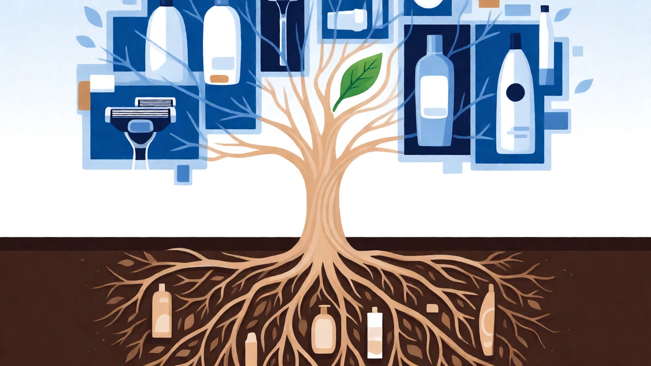 Conceptual illustration linking Olay to the larger P&amp;G corporate network