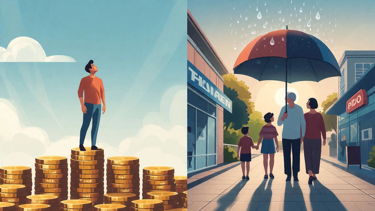Split illustration showing HDHP savings vs PPO family protection