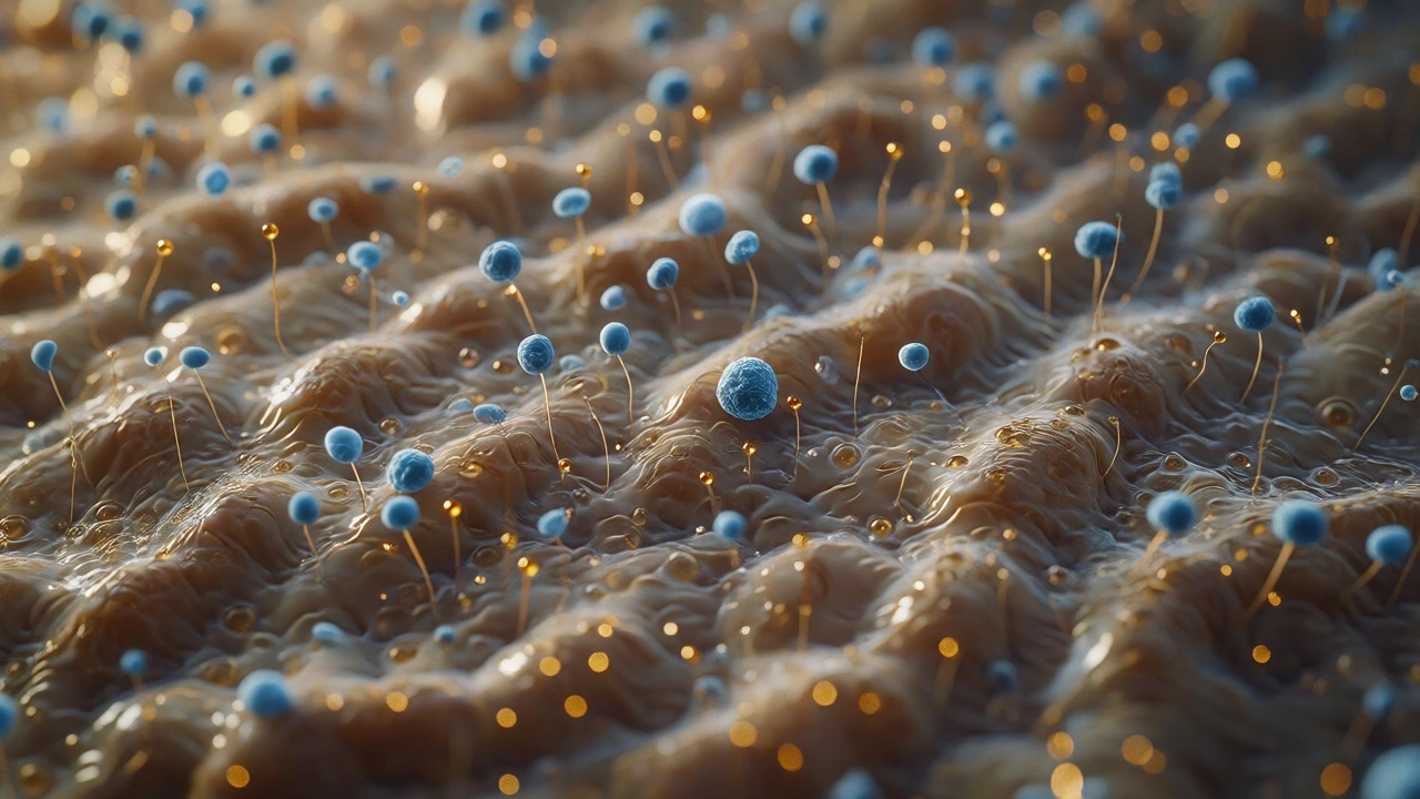 Macro view of healthy scalp microbiome with balanced oil and bacteria